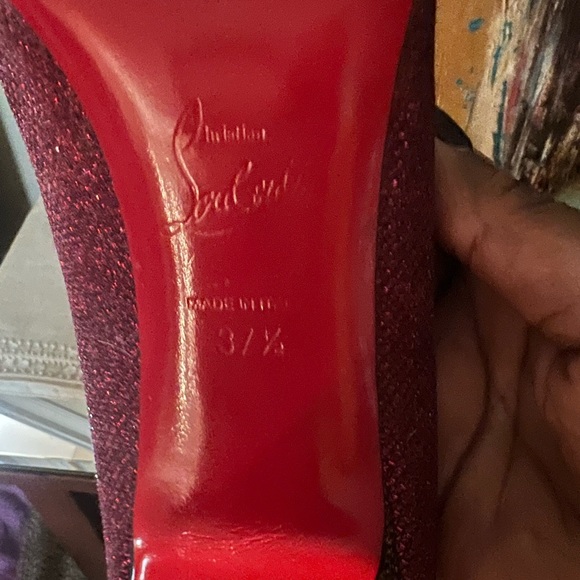 Christian Louboutin Oaxacana green and fuchsia, with golden heel. - Picture 4 of 5